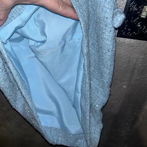 Self-Portrait Cocktail Wedding Prom Powder Blue Tweed Sequin Beaded Mini Dress - Picture 11 of 11